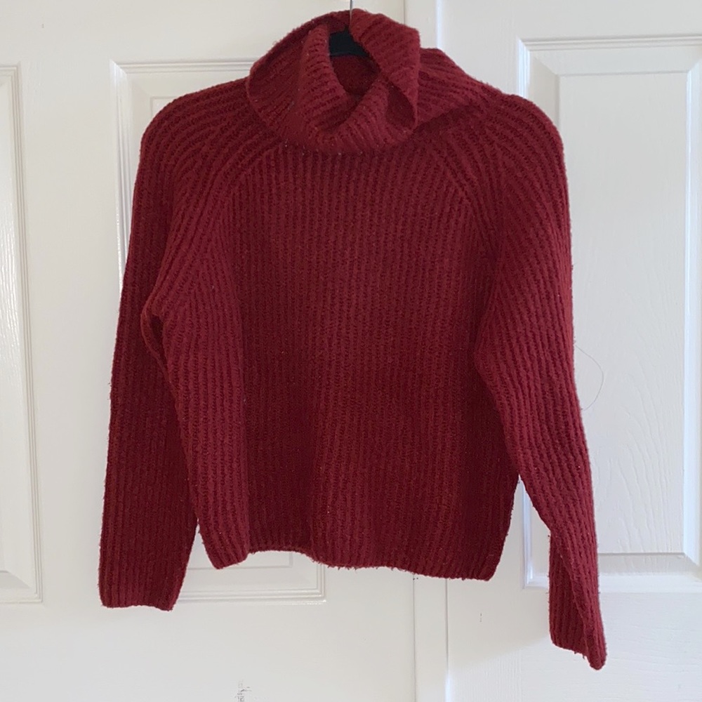 Garage Red Knit Turtleneck Sweater
